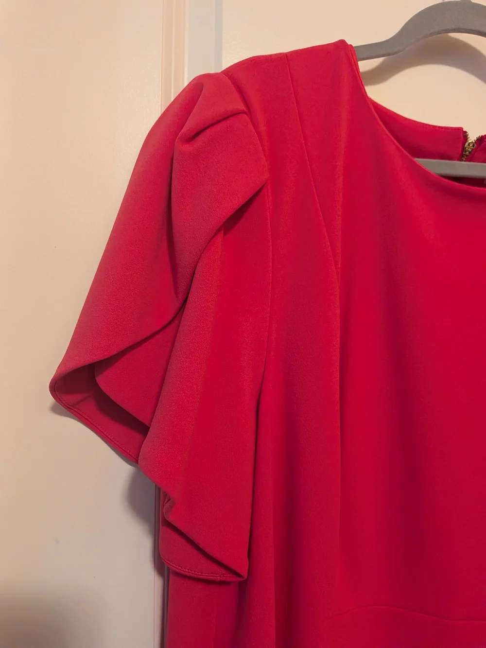 Calvin Klein Hot Pink Puff-Sleeve Midi Dress - Picture 3 of 5